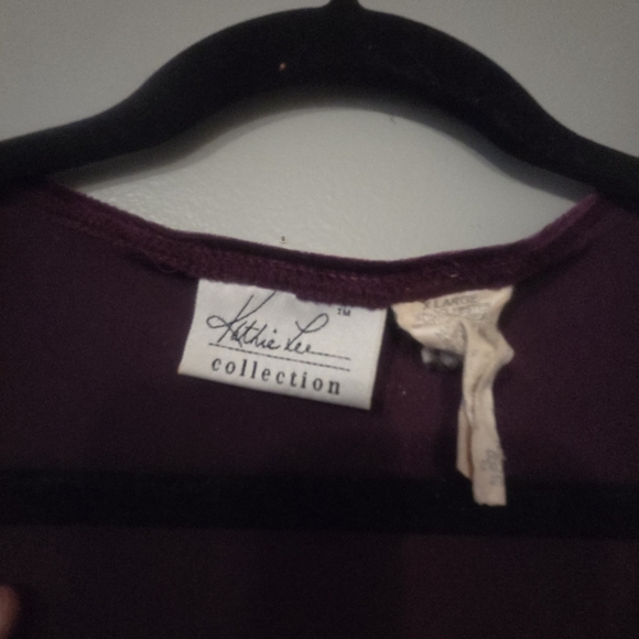 Kathie Lee Women's Deep Purple Velvet Sparkly Shirt Cardigan. XL - Picture 4 of 5